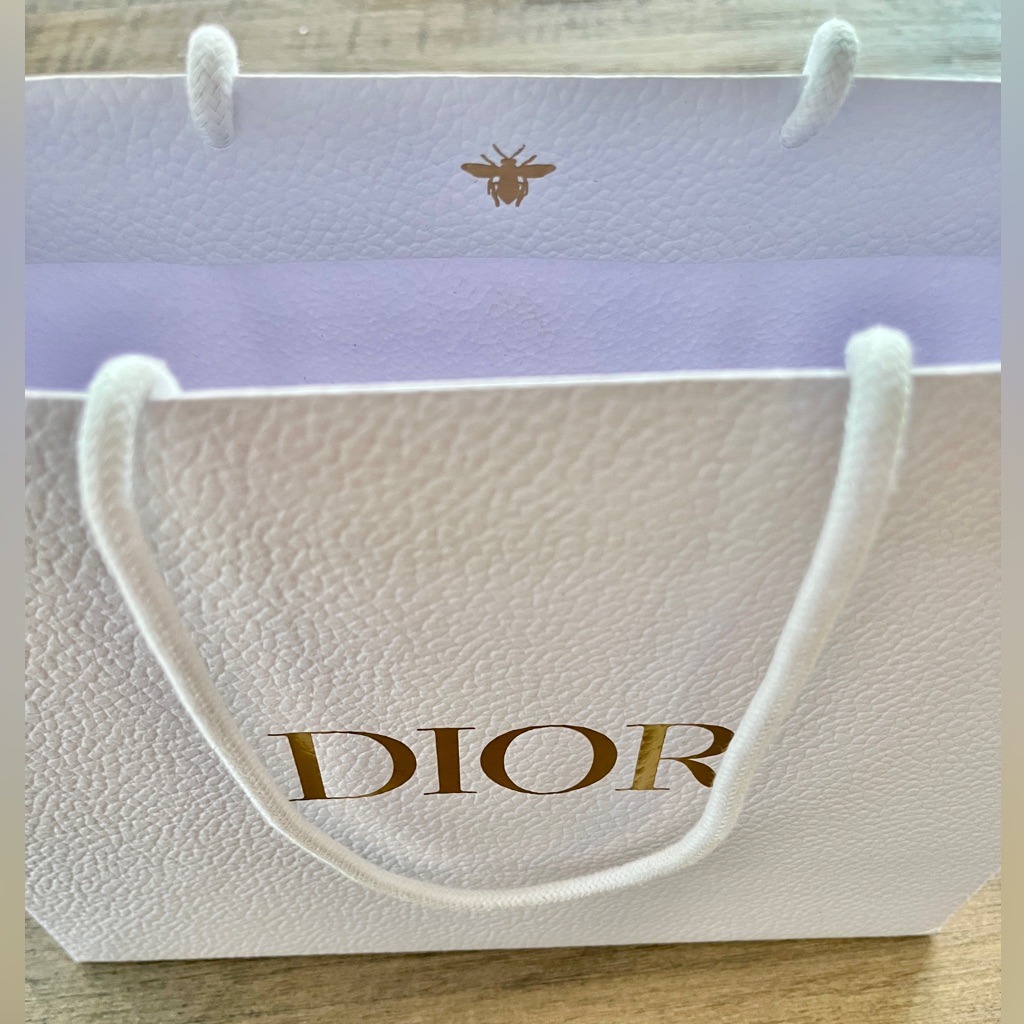 Dior White Textured Luxury Tote Bag Gold Letters Perfect Gift Shopping Bag